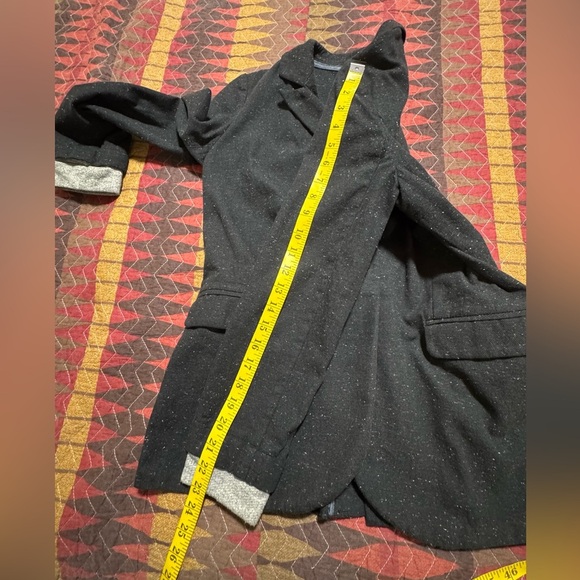 Treasure & Bond Wom M Charcoal Heathered Grey Textured Cotton Blazer Relaxed Fit - Picture 9 of 12